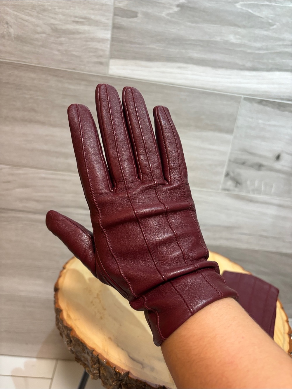 3/$30 Classic Leather Gloves – burgundy - new!